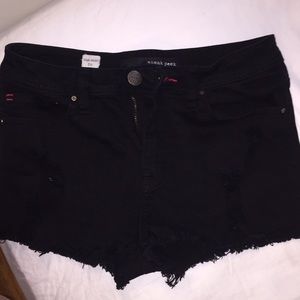 Sneak Peak high waisted black jean shorts